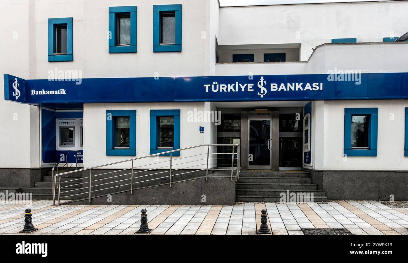 Une succursale de la banque Türkiye Bankası à Bodrum, Türkiye Banque D'Images