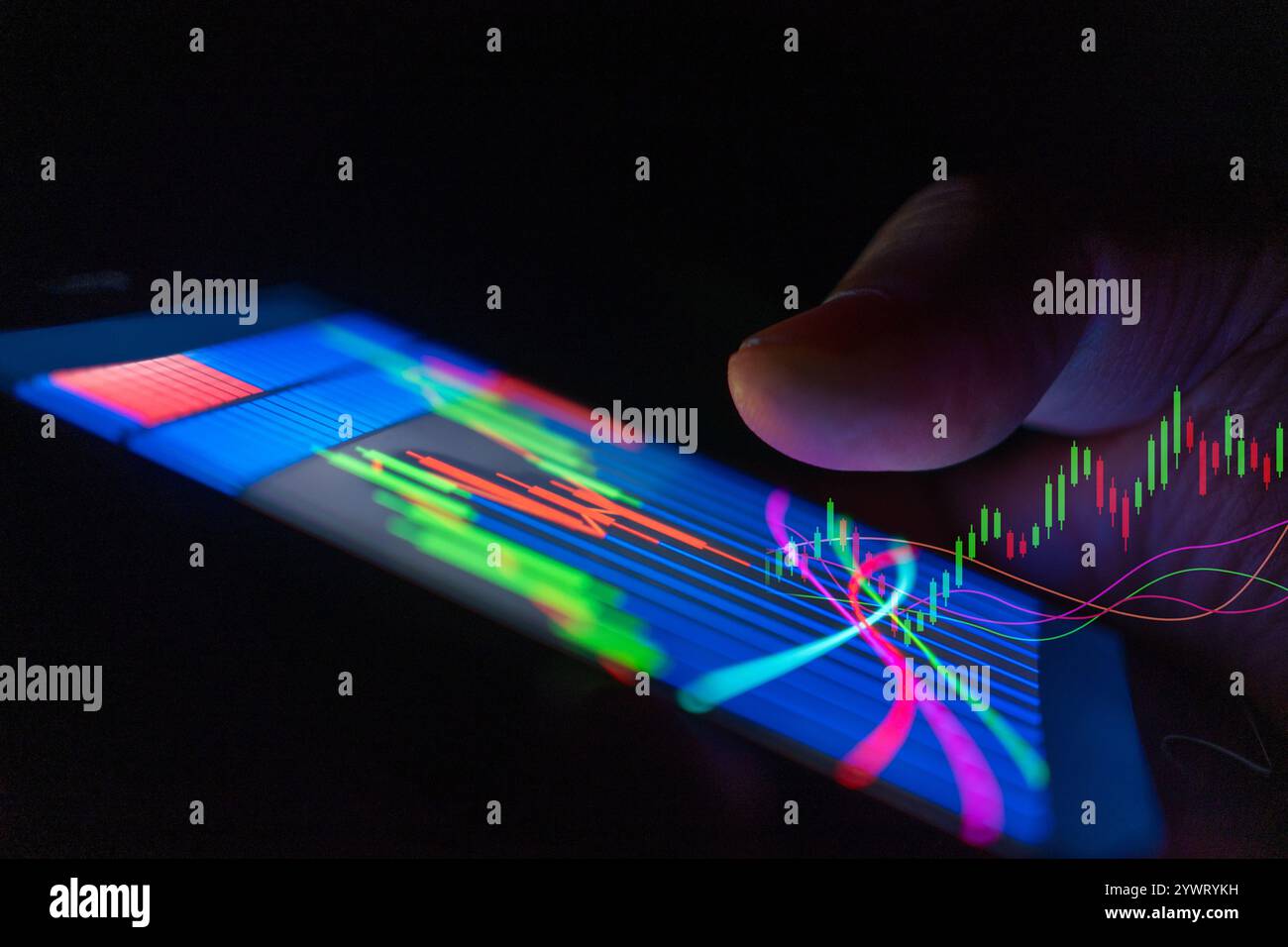 Investissement en actions, fintech, prix de l'action, prix de l'action, gestion d'actifs, financier, graphique boursier, argent Banque D'Images