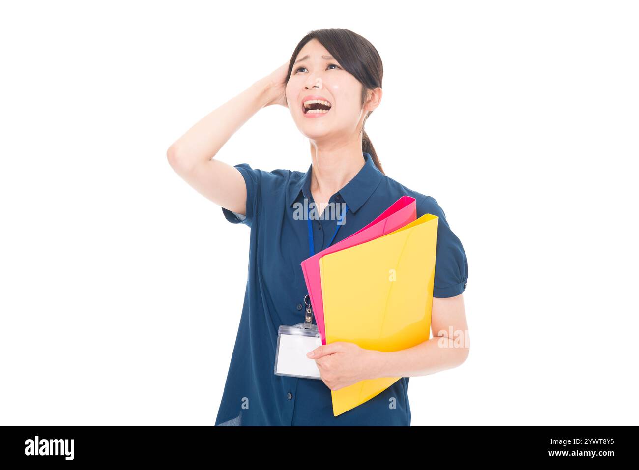 Femme japonaise avec plaque signalétique Banque D'Images