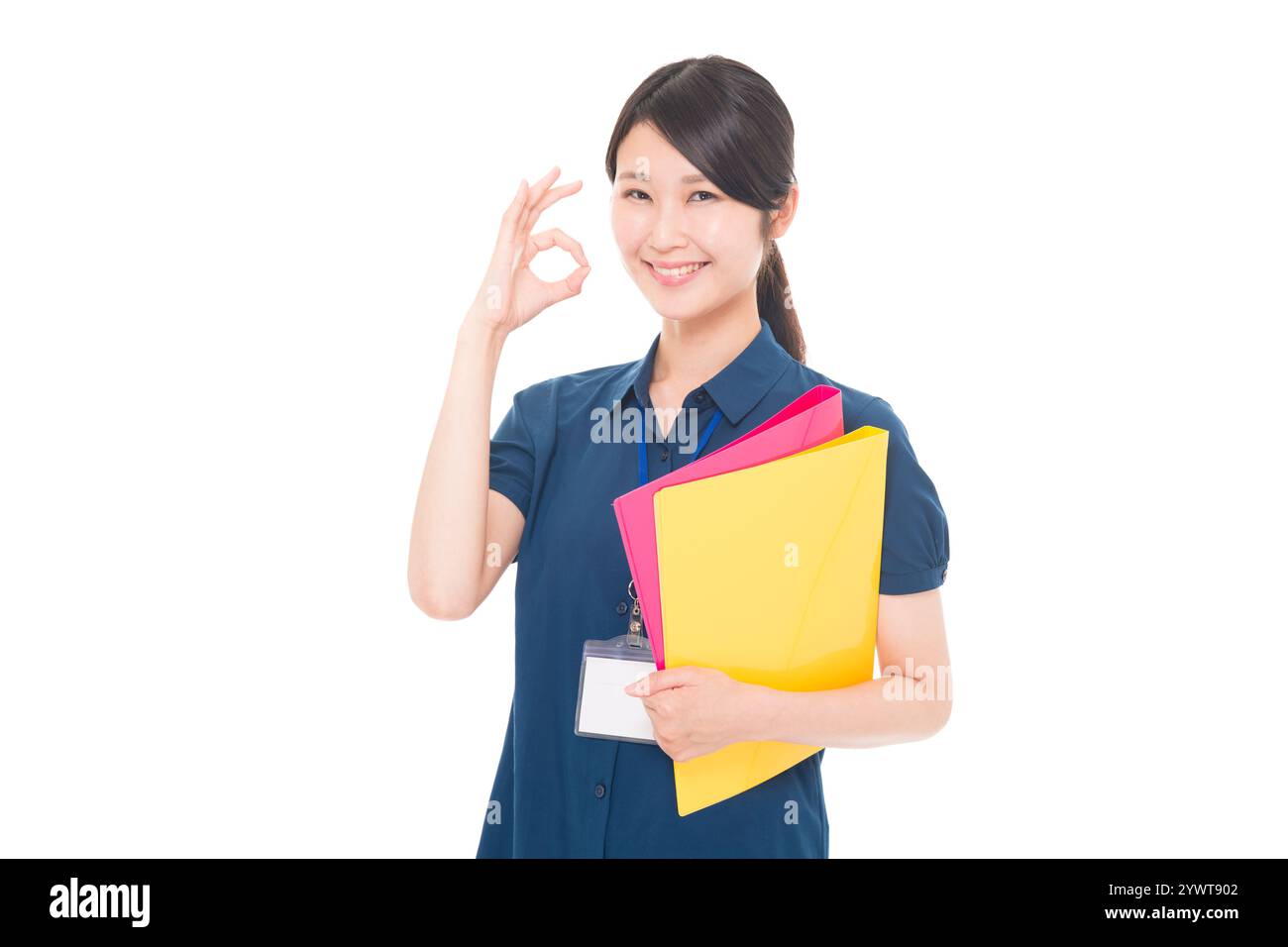 Femme japonaise avec plaque signalétique Banque D'Images