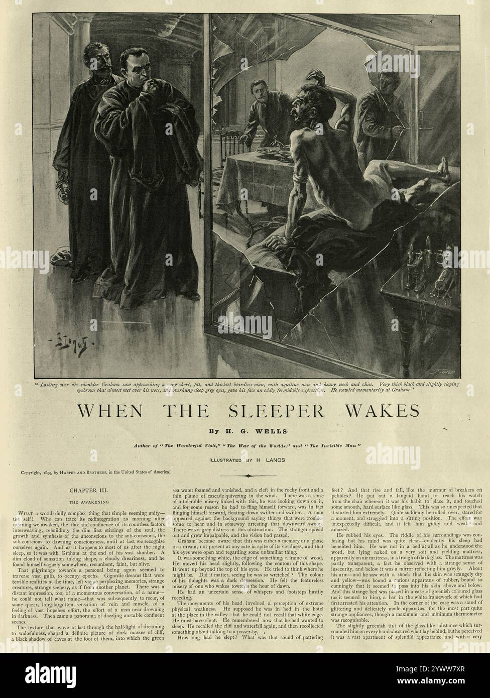Scene from the Sleeper Awake, un roman dystopique de science-fiction de H. G. Wells, illustration Vintage 19th Century 1899 Banque D'Images