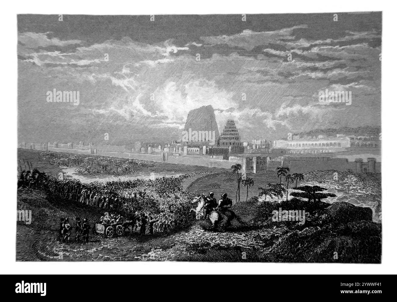 Gravure sur acier de la chute de Jérusalem (Rois 24:16) première guerre judéo-romaine de 1851 Tallis Illustrated Scripture History for the Improvement f Banque D'Images
