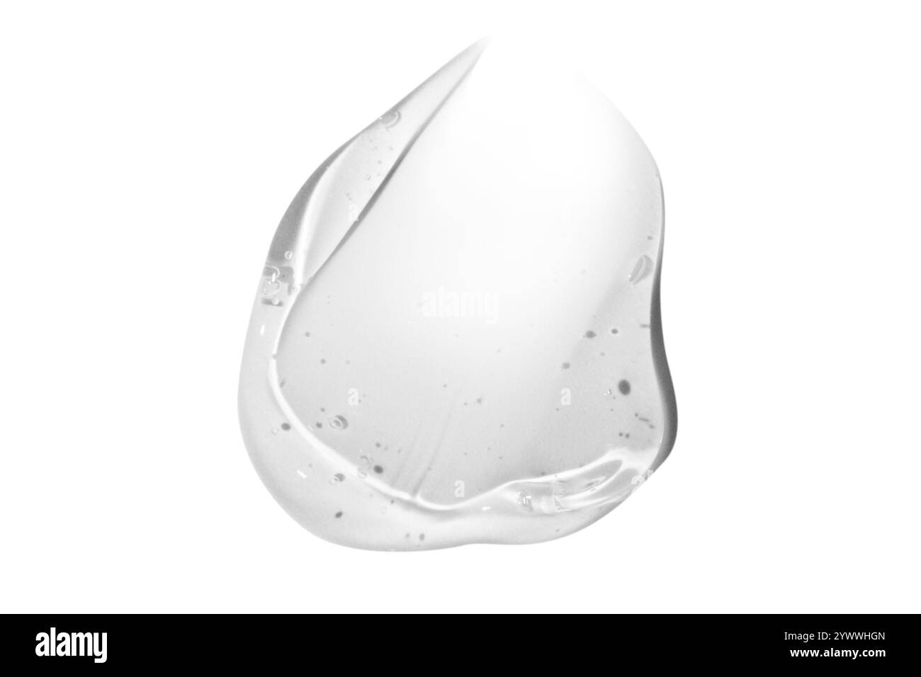 Frottis de gel transparent sur un fond vide. Produit de soin de la peau, formule hydratante. Banque D'Images