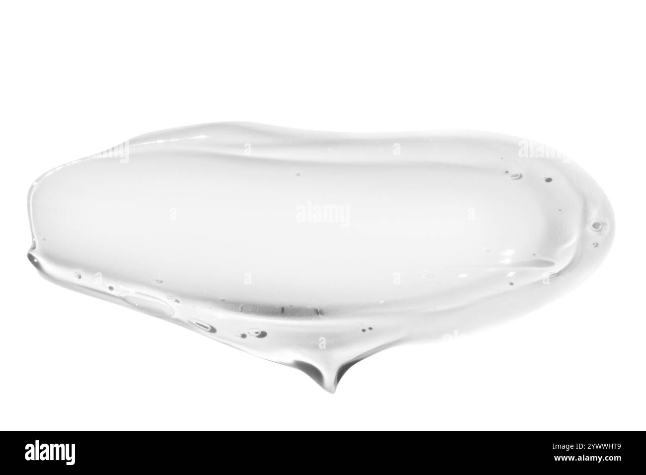 Frottis de gel transparent sur un fond vide. Produit de soin de la peau, formule hydratante. Banque D'Images