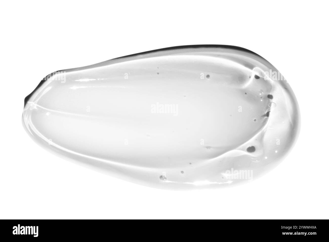 Frottis de gel transparent sur un fond vide. Produit de soin de la peau, formule hydratante. Banque D'Images