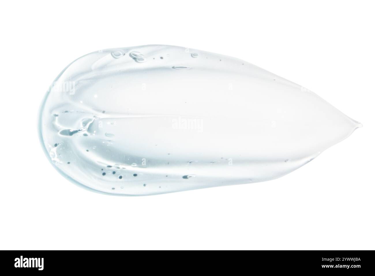 Frottis de gel bleu transparent sur un fond vide. Produit de soin de la peau, formule hydratante. Banque D'Images