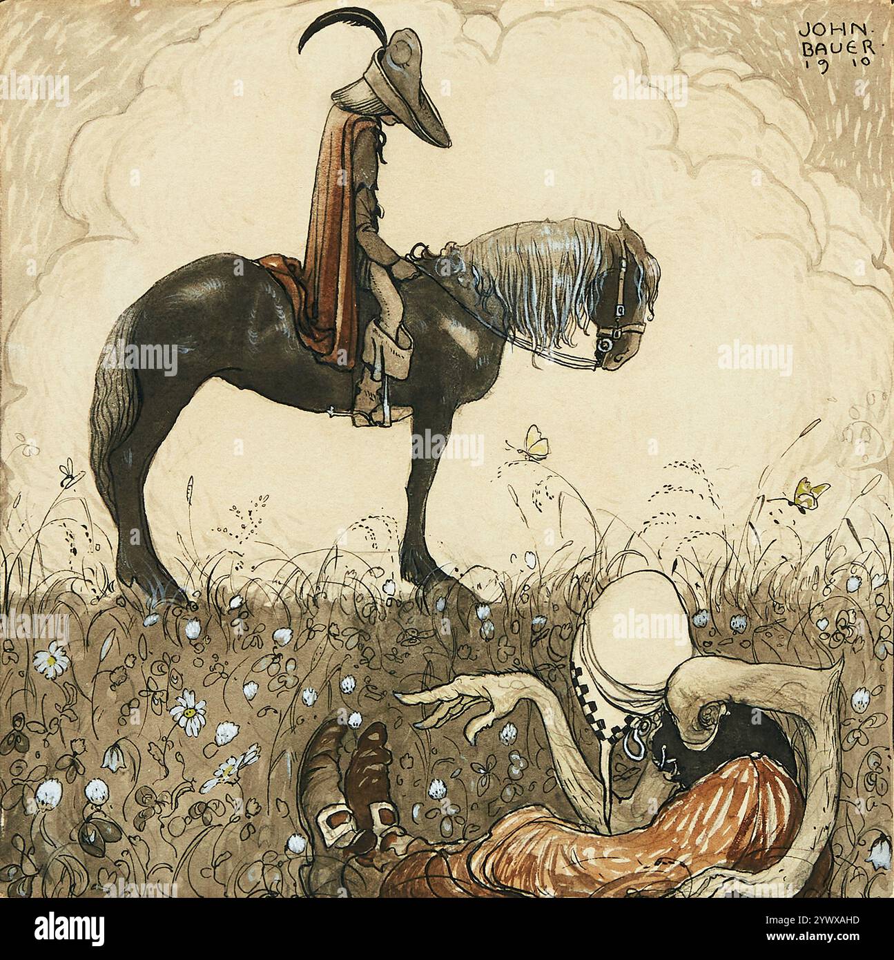 Art de l’artiste suédois John Bauer (1882–1918) ”Vill du göra mig en tjänst, frågade hon, så ska du få betalt för besväret” Banque D'Images