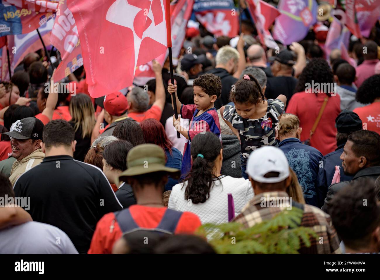 Le président brésilien Lula da Silva a assisté au rassemblement en soutien au candidat à la mairie de São Paulo. Banque D'Images