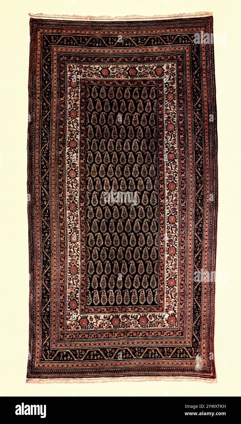 TAPIS ORIENTAL taille 7-10 x 4-1 CHAÎNE — 11 nœuds au pouce TRAME — 10 nœuds au pouce 110 NŒUDS au pouce CARRÉ DE « tapis orientaux, coureurs et tapis et quelques reproductions Jacquard » de Sydney Humphries, publié par Adam et Charles Black 1910 Banque D'Images