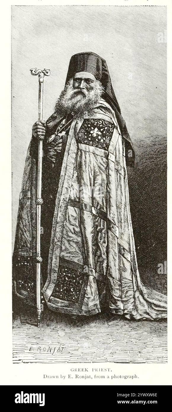 PRÊTRE GREC dessiné par E. Ronjat DES ARYENS OCCIDENTAUX / les Grecs du volume 3 de l'histoire universelle de Ridpath : un compte rendu de l'origine, de la condition primitive et du développement ethnique des grandes races de l'humanité, et des principaux événements dans l'évolution et le progrès de la vie civilisée entre les hommes et les Nations, à partir de sources récentes et authentiques avec une enquête préliminaire sur le temps, le lieu et la manière du commencement par Ridpath, John Clark, 1840-1900 publié en 1897 Banque D'Images