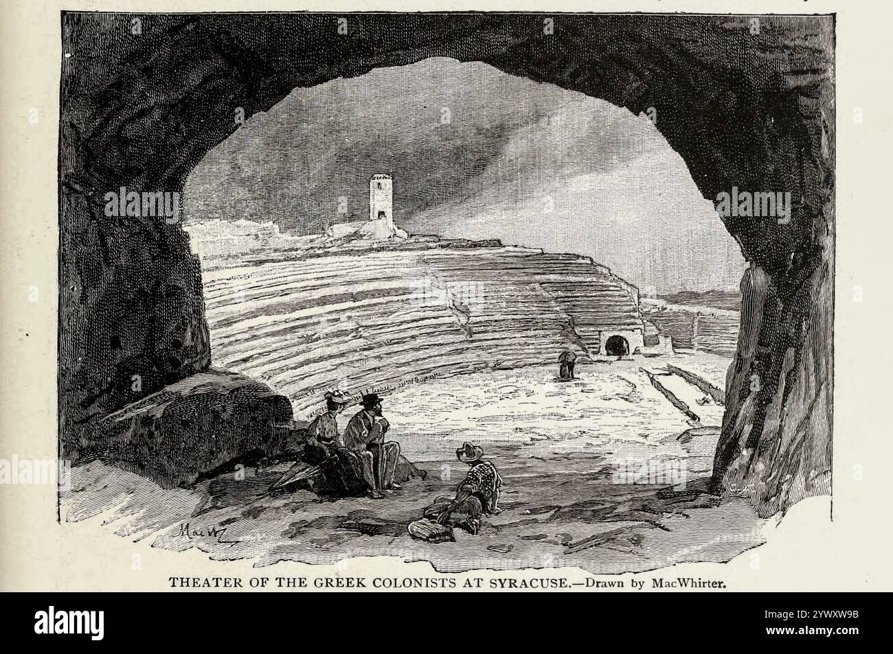 THÉÂTRE DES COLONS GRECS À SYRACUSE du livre VIII les Romains du volume 3 de l'histoire universelle de Ridpath : un compte rendu de l'origine, de la condition primitive et du développement ethnique des grandes races de l'humanité, et des principaux événements dans l'évolution et le progrès de la vie civilisée entre les hommes et les Nations, à partir de sources récentes et authentiques avec une enquête préliminaire sur le temps, le lieu et la manière du commencement par Ridpath, John Clark, 1840-1900 publié en 1897 Banque D'Images