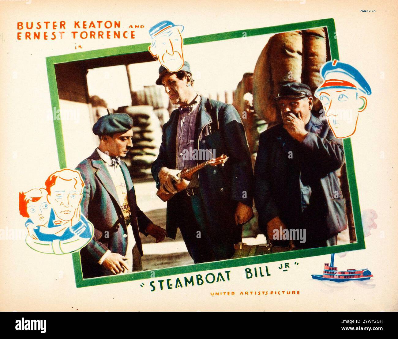 Carte de lobby pour le film comique américain Steamboat Bill Jr. (1928) Banque D'Images