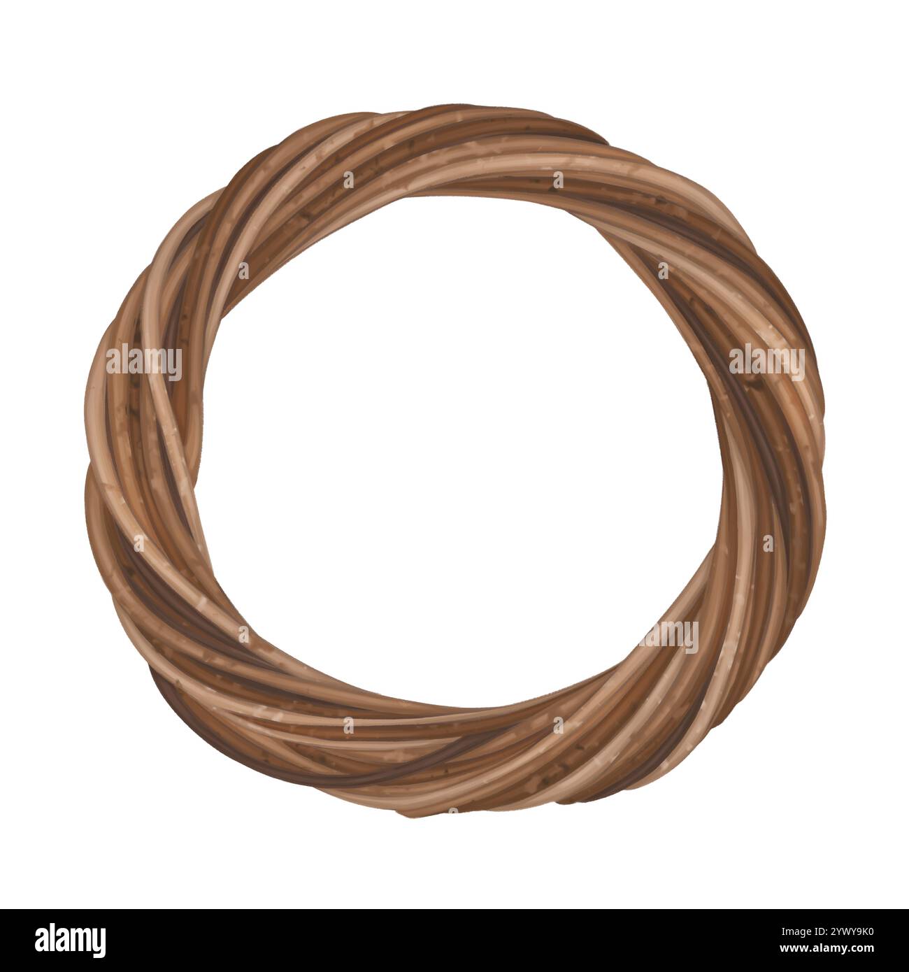 Une couronne ronde faite de brindilles en bois. Décoration intérieure extérieure saisonnière. Un modèle pour créer une guirlande festive traditionnelle de matières organiques. Susta Banque D'Images