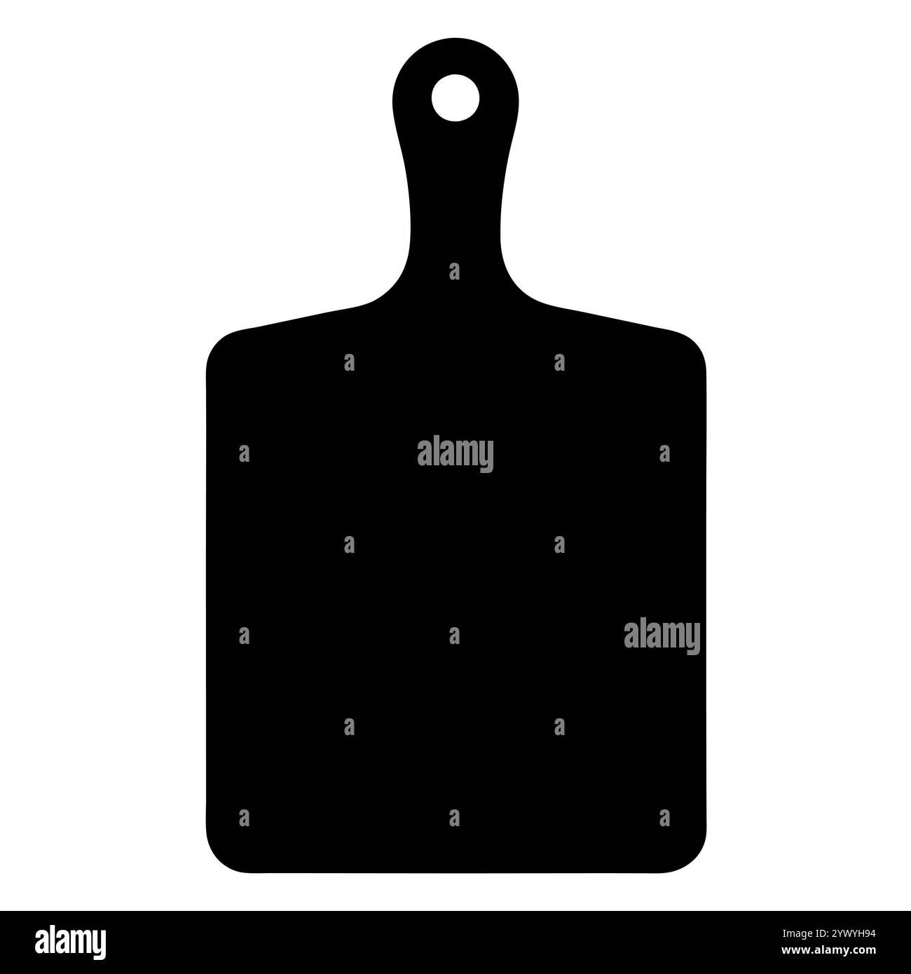 Une silhouette épurée et minimaliste d'une planche à découper en bois avec une poignée. Illustration de Vecteur