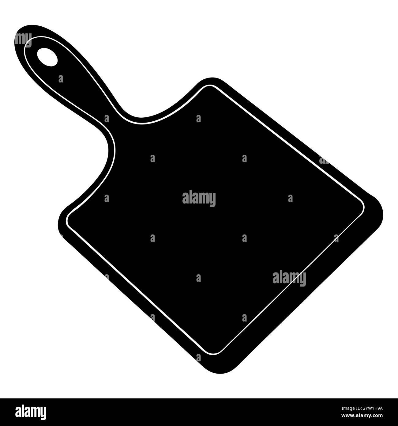 Une silhouette épurée et minimaliste d'une planche à découper en bois avec une poignée. Illustration de Vecteur