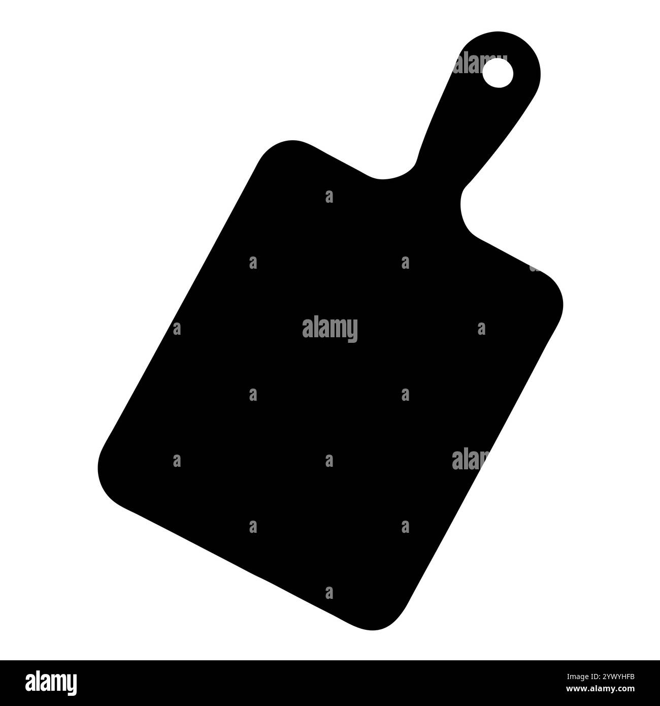 Une silhouette épurée et minimaliste d'une planche à découper en bois avec une poignée. Illustration de Vecteur