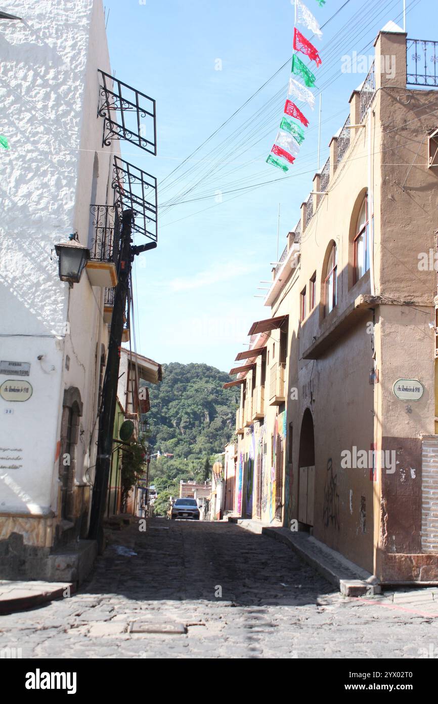Rues de Tepoztlan à Morelos, Mexique. Banque D'Images