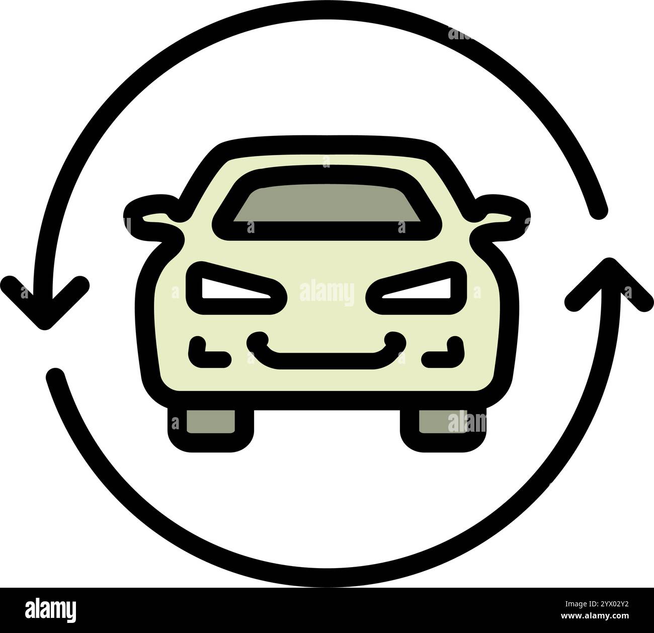 Icône de couleur simple avant de la voiture. Symbole automobile et concessionnaire automobile. Auto, vue, sport, course, transport, panneau de transport simple. Illustration vectorielle iso Illustration de Vecteur