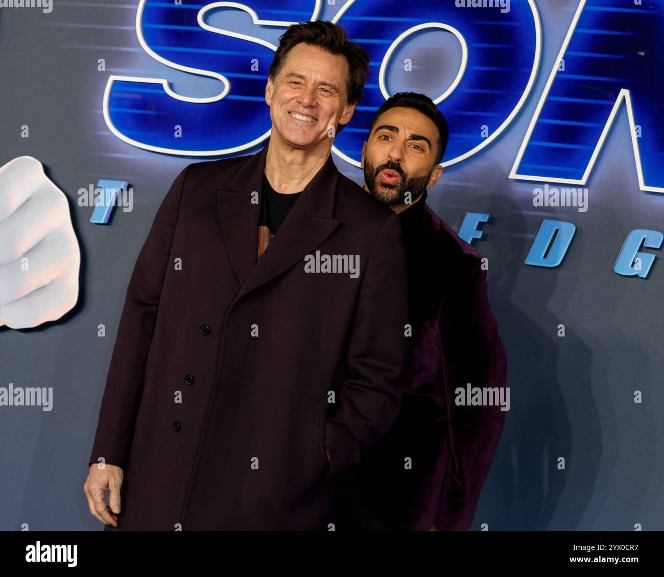 Londres, Royaume-Uni. 10 décembre 2024. Jim Carrey et Lee Majdoub assistent à la première britannique de Sonic the Hedgehog 3 au Cineworld de Leicester Square. (Photo de Cat Morley/SOPA images/SIPA USA) crédit : SIPA USA/Alamy Live News Banque D'Images