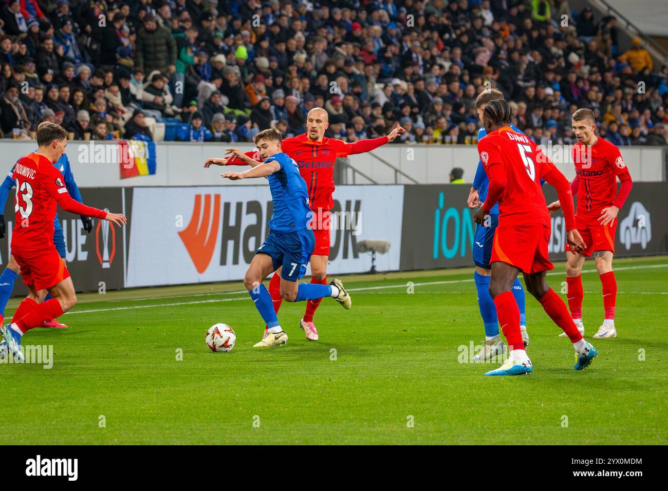 Fußball UEFA Europa League, saison 2024/25, 6. Spieltag : TSG Hoffenheim gegen Steaua Bucarest Banque D'Images