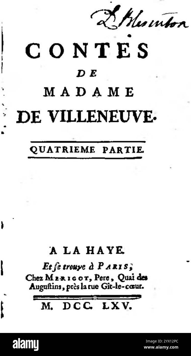 Contes de Madame de Villeneuve, tome 4-0005. Banque D'Images