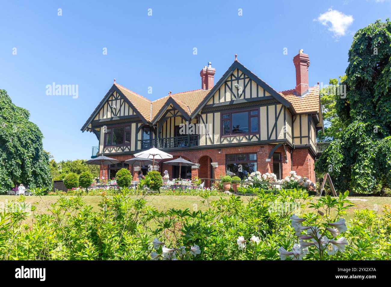 Homestead Restaurant, Mona Vale Garden Park, Riccarton, Christchurch (Ōtautahi), Canterbury, Nouvelle-Zélande Banque D'Images