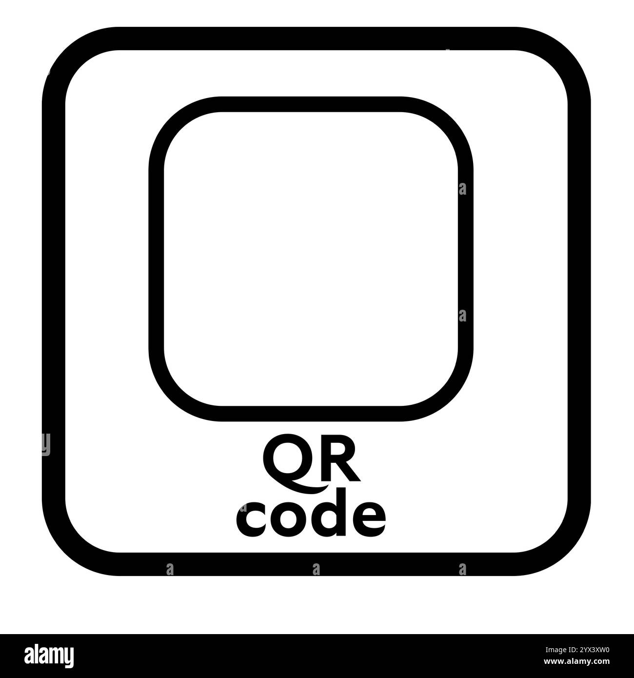 Signe de cadre vide pour le code QR sur un fond vierge. Idéal pour la publicité, les promotions ou le marketing numérique. Banque D'Images