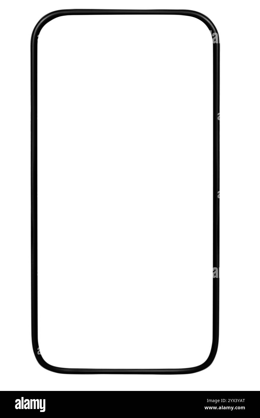 Maquette d'un smartphone avec un écran vide sur un fond vide. Idéal pour les conceptions d'applications, les supports marketing et les présentations numériques. Banque D'Images