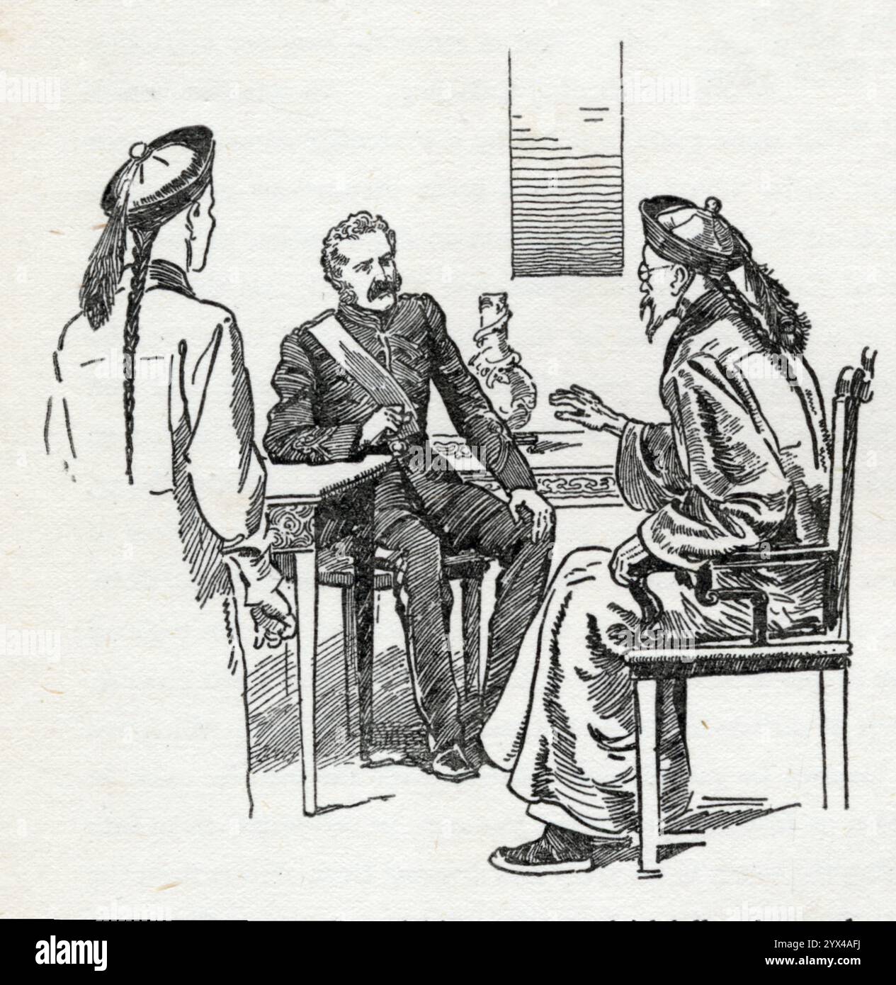 Général Gordon en Chine, c1900. '...le général Gordon refusa de prendre le terrain jusqu'à ce que Li Hung Chang ait publié une proclamation l'exonérant de la trahison qui avait mis fin à la guerre précédente...'. Tiré de 'General Gordon, le héros de Khartoum', un chapitre dans "Heroes of History", par Alfred H. Miles, illustré par Howard Davie [Raphael Tuck &amp ; sons Ltd, Londres] Banque D'Images