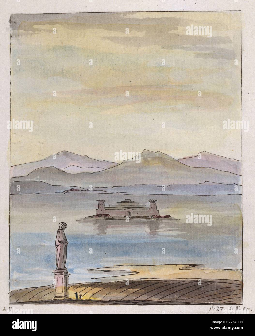 Vue sur Isola Bella, Lac majeur, 1786. Extrait de "Resa til Italien [voyage en Italie], 1780, 1781, 1782. Skrifven 1782 i Stralsund", par Carl August Ehrensvärd, [Stockholm, 1786]. Banque D'Images