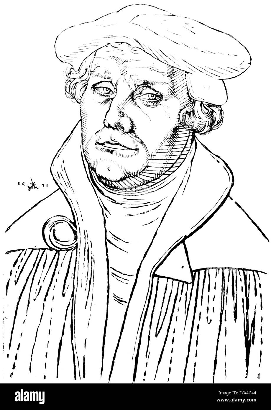 Martin Luther (1483, 1546) Portrait d'après Lucas Cranach de 1528, réformateur, moine augustinien, traducteur biblique, Renaissance, regard sérieux, historique Banque D'Images