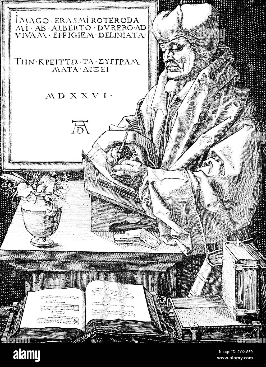 Erasme de Rotterdam, d'après A. Duerer 1526, portrait, érudit universel, humaniste, humanisme européen, auteur, rédacteur en chef de nombreux écrits, à l'ordonnance Banque D'Images