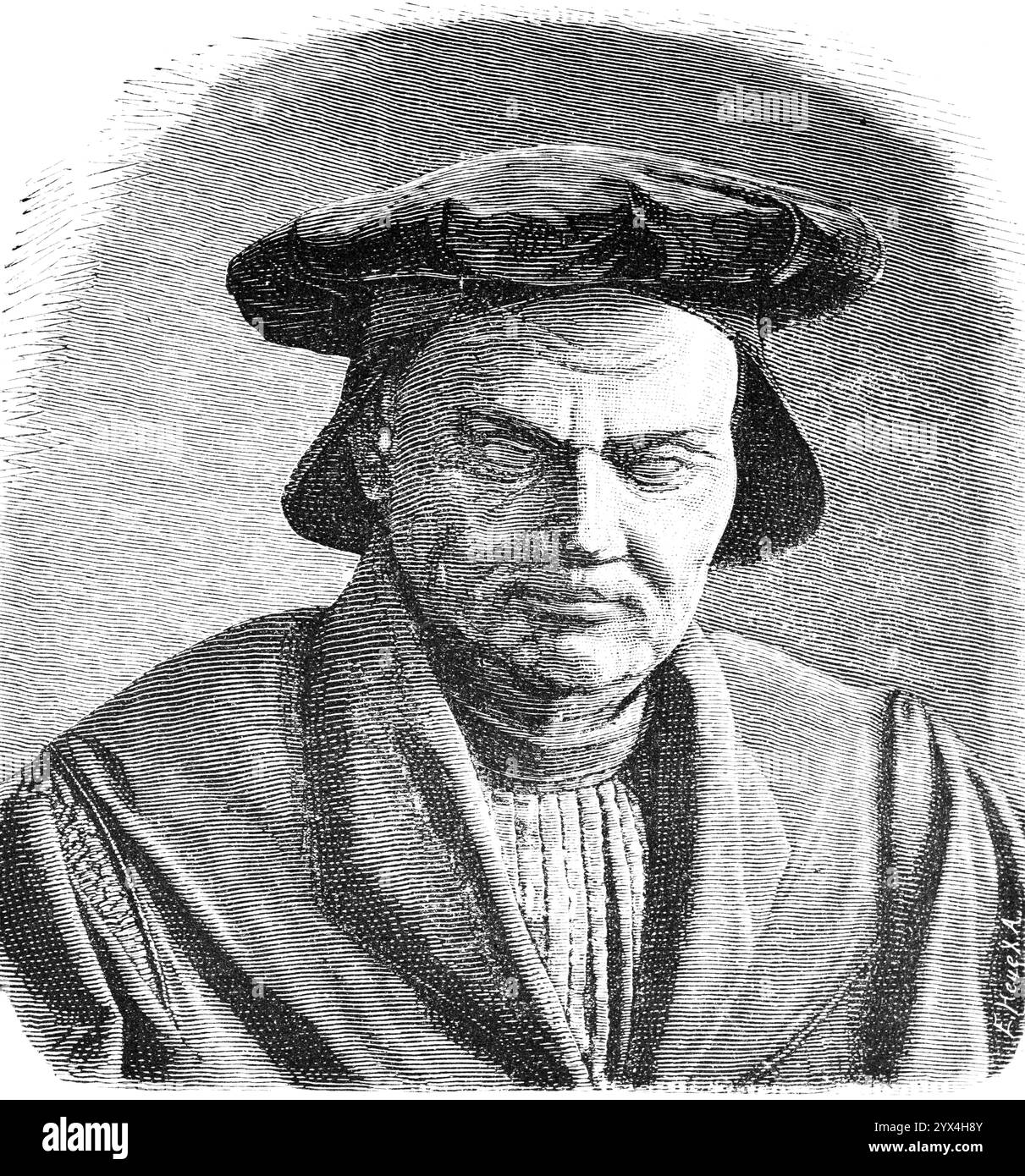 Masque mortuaire de Martin Luther (1483, 1546) portrait d'après Lucas Cranach, réformateur, moine augustinien, traducteur biblique, Eisleben, enterrement dans le château ch Banque D'Images