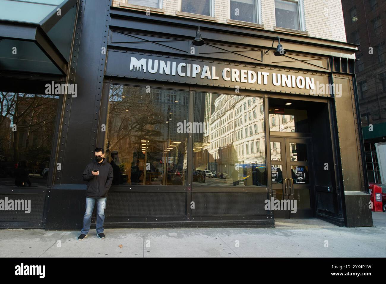 Succursale de la Municipal Credit Union à Lower Manhattan, New york, la plus grande coopérative de crédit de New York, pour les employés municipaux de la ville de New york Banque D'Images
