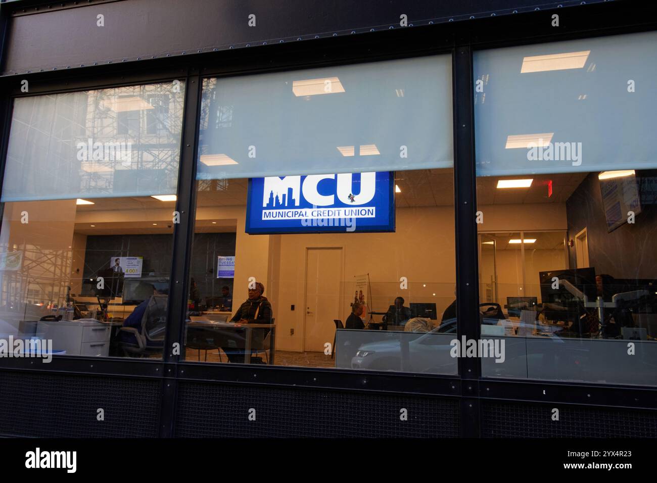 Succursale de la Municipal Credit Union à Lower Manhattan, New york, la plus grande coopérative de crédit de New York, pour les employés municipaux de la ville de New york Banque D'Images