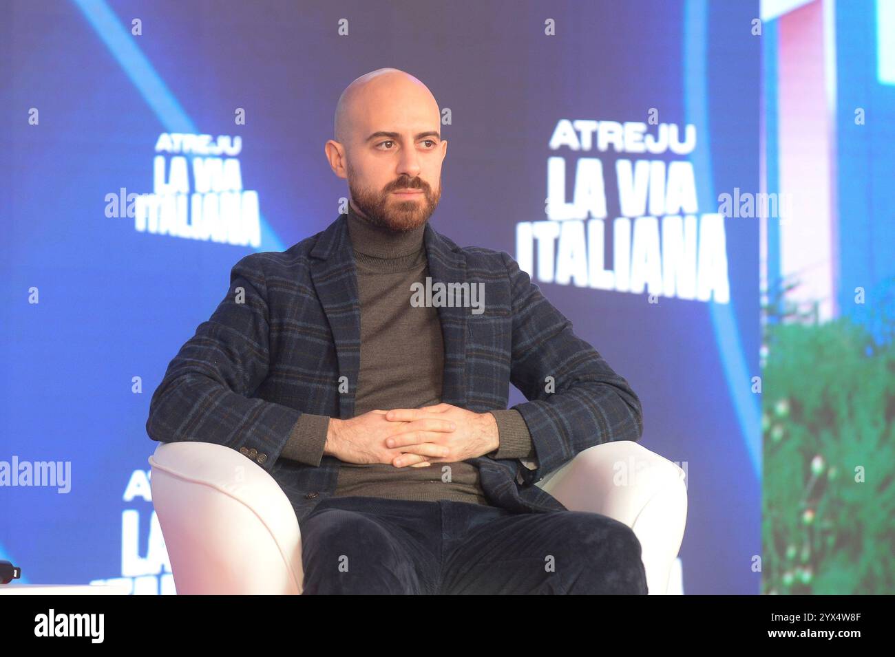 Italie, Rome, 13 décembre 2024 : Atreju 2024, réunion organisée du parti Fratelli d'Italia. En photo L'écrivain Andrea moi photo © Stefano Carofei/Sintesi/Alamy Live News Banque D'Images