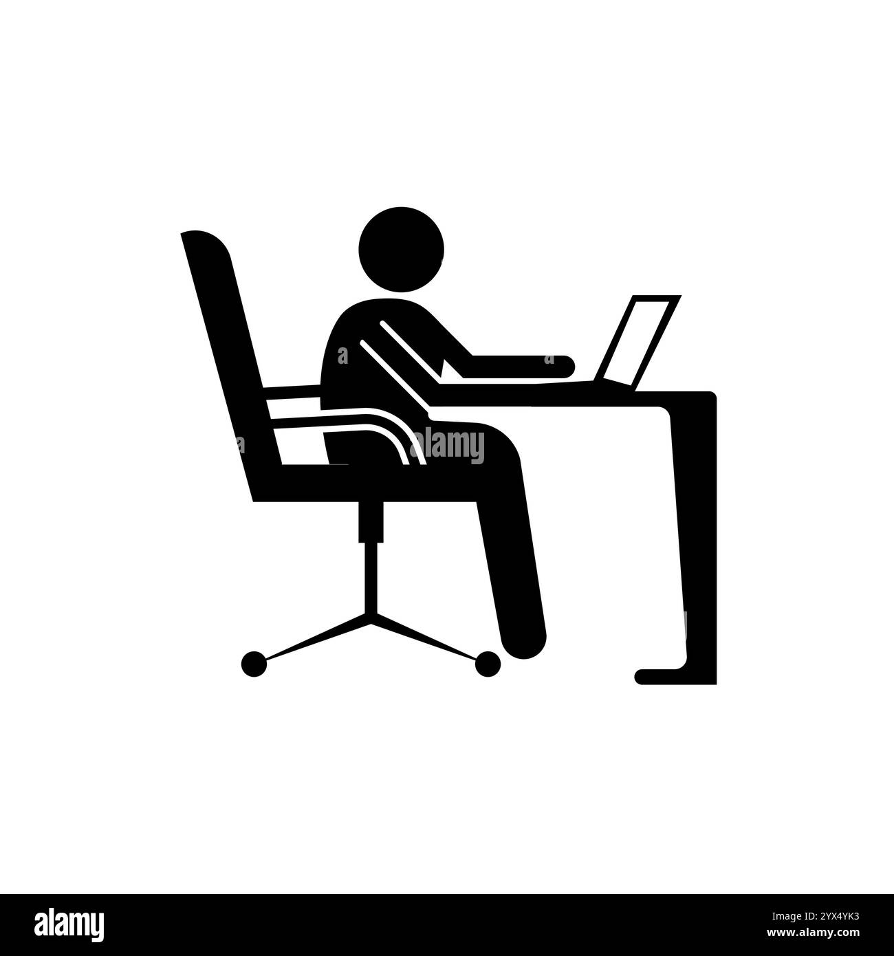 Pictogramme homme d'affaires travaillant sur ordinateur. Illustration vectorielle Illustration de Vecteur