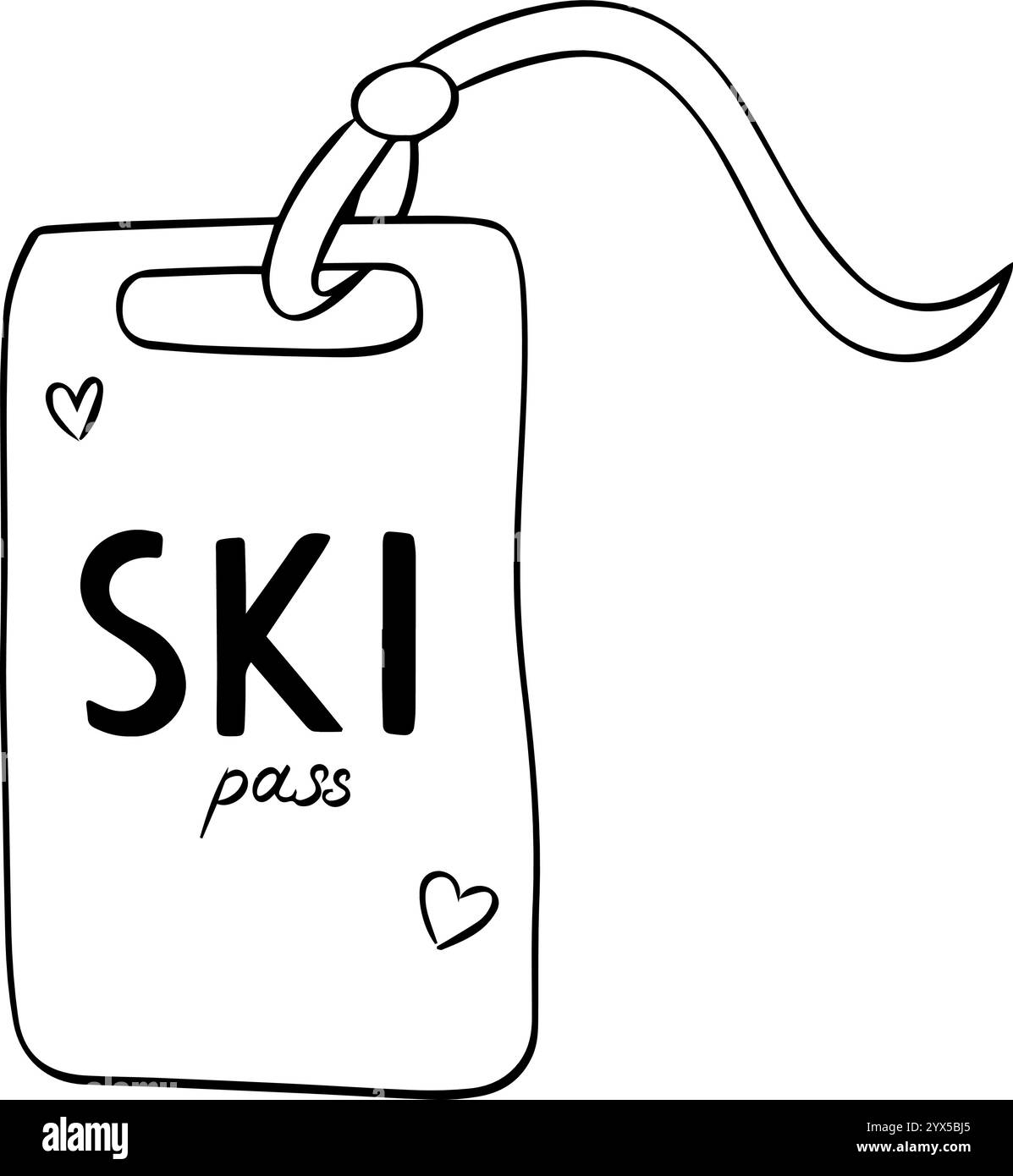 Illustration de ligne graphique de forfait de ski. Vecteur isolé sur carte de fond transparente pour le ski et le snowboard en montagne Illustration de Vecteur