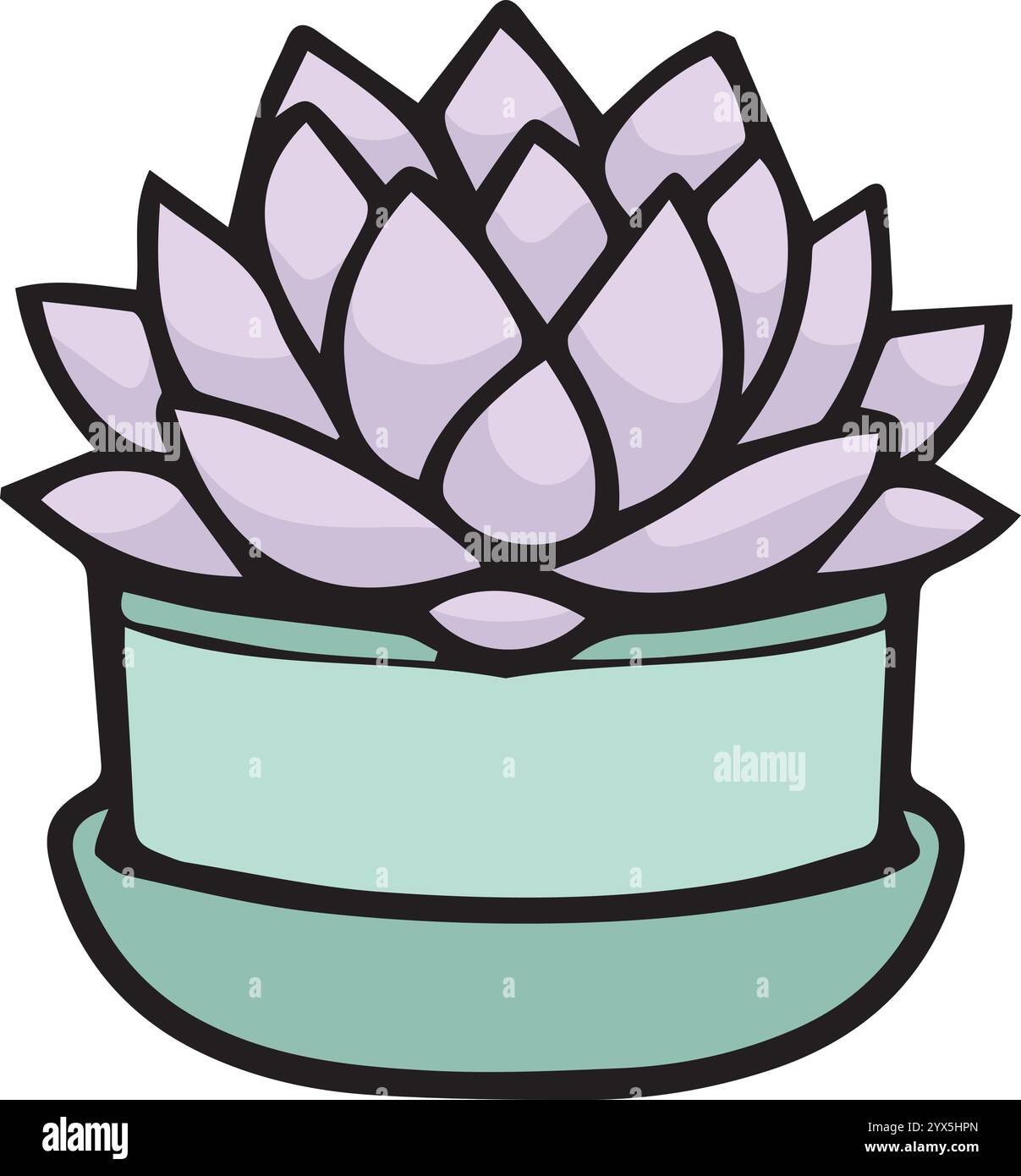 Illustration adorable d'une succulente plantée dans un pot mignon. Illustration vectorielle isolée sur blanc dans des couleurs pastel Illustration de Vecteur