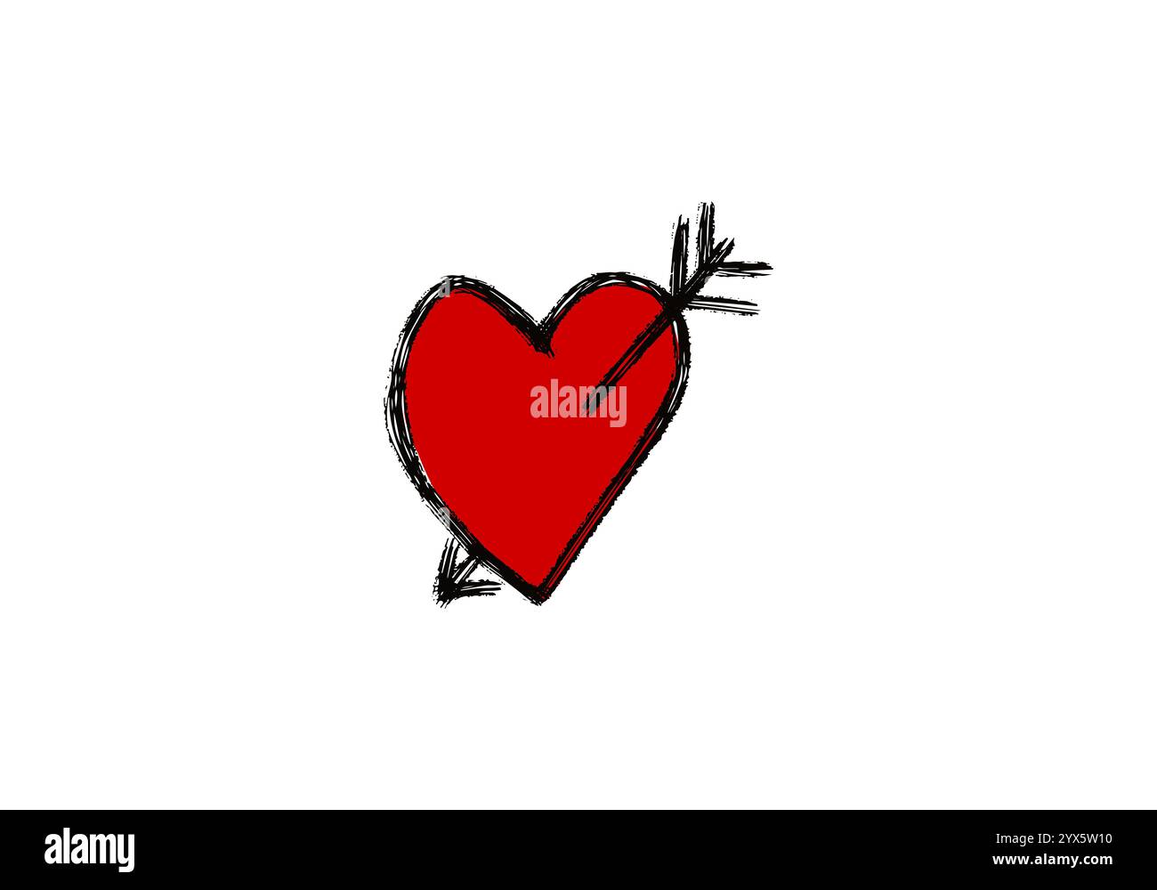 Doodle coeur avec flèche dedans, illustration vectorielle. Illustration de Vecteur