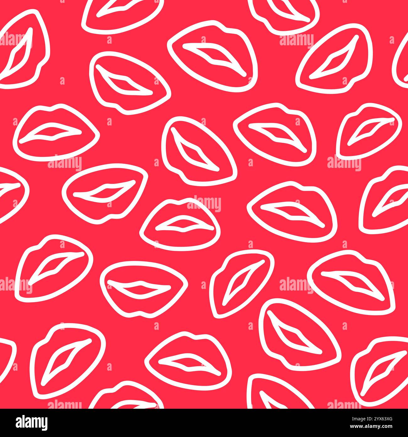 Motif sans couture avec des illustrations de lèvres audacieuses sur un fond rouge vif pour la conception de mode et de beauté Illustration de Vecteur