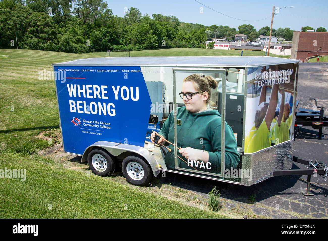 Leavenworth, Kansas. Kansas City Kansas Community College est un établissement d'enseignement situé à Leavenworth, au Kansas. Publicité sur le côté de Banque D'Images