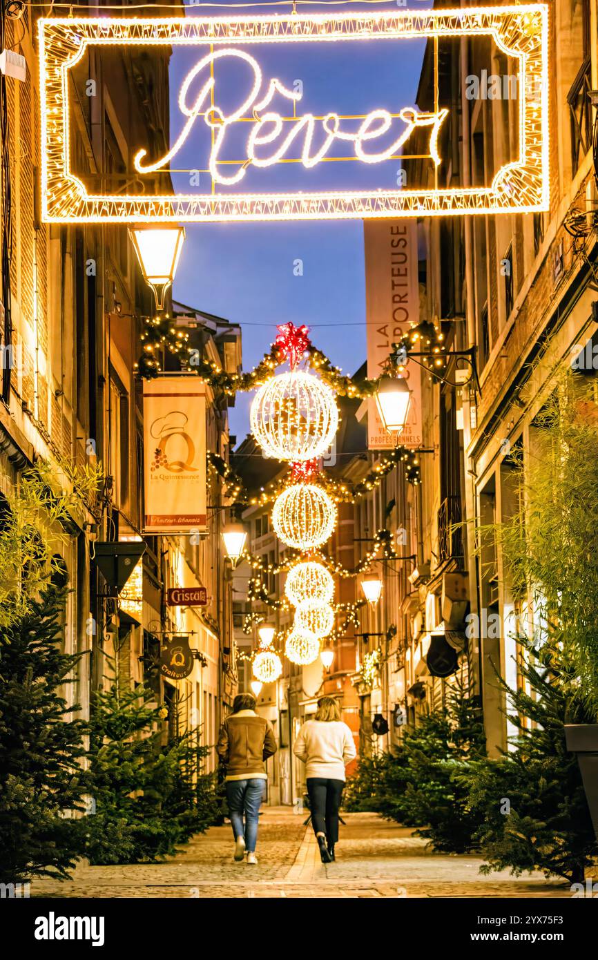 Village de Noel à Liège 2024, Belgique. Nouvel an 2025, Village de Noël de Liège et marché de Noël Banque D'Images