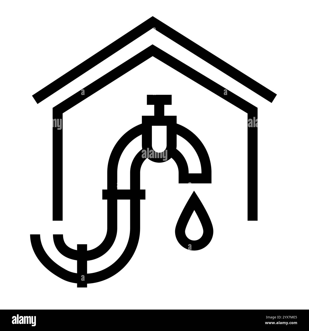 Icône noire de conduite d'alimentation en eau. Bouton isolé de vecteur. Contour modifiable. Illustration de Vecteur