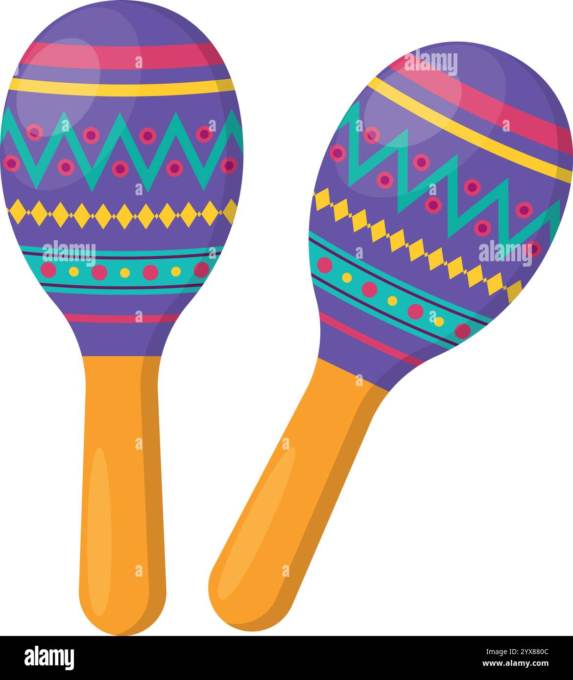 Maracas. Instruments de musique du Brésil, du Mexique. Instruments de percussion ethnique. Illustration de Vecteur