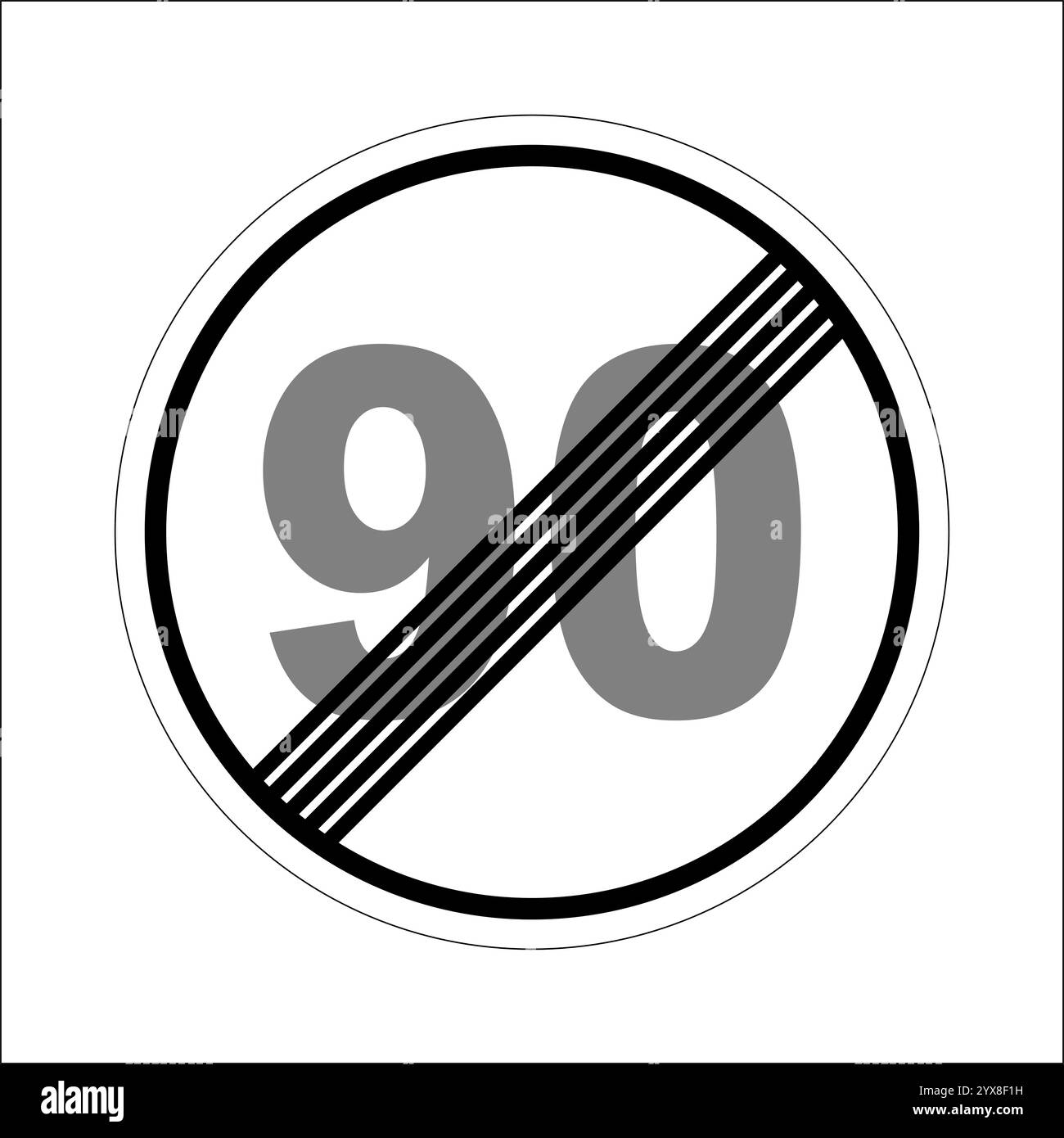 Panneau rond indiquant la fin de la limite de vitesse à 90 kilomètres par heure Illustration de Vecteur
