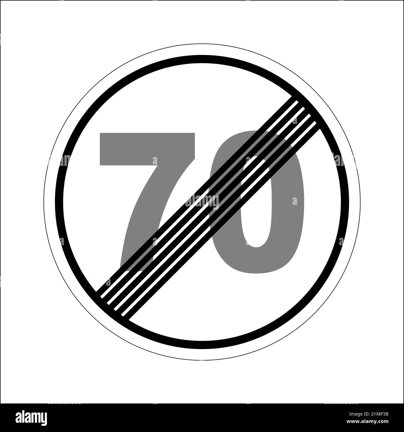 Panneau rond indiquant la fin d'une limite de vitesse minimale de 70, promouvant la sécurité routière et la réglementation de la circulation Illustration de Vecteur