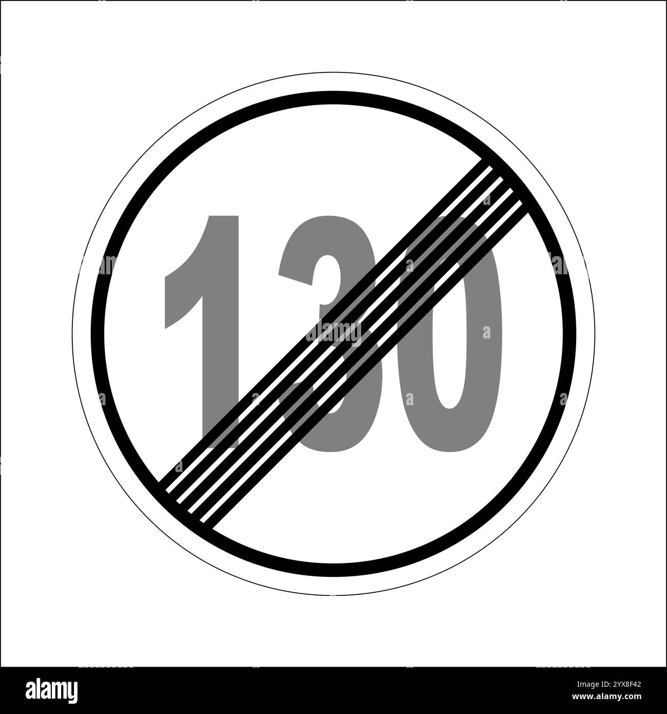 Fin de la limite de vitesse 130 km/h panneau indiquant la limite de vitesse maximale autorisée Illustration de Vecteur