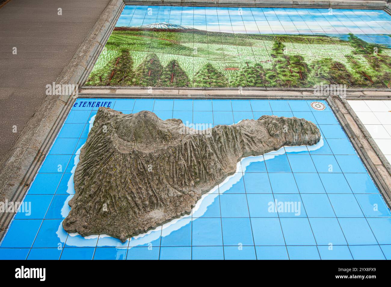 TENERIFE relief plâtre carte 3D de l'île de Tenerife affichée dans Firgas Village à Gran Canaria Îles Canaries Espagne Banque D'Images