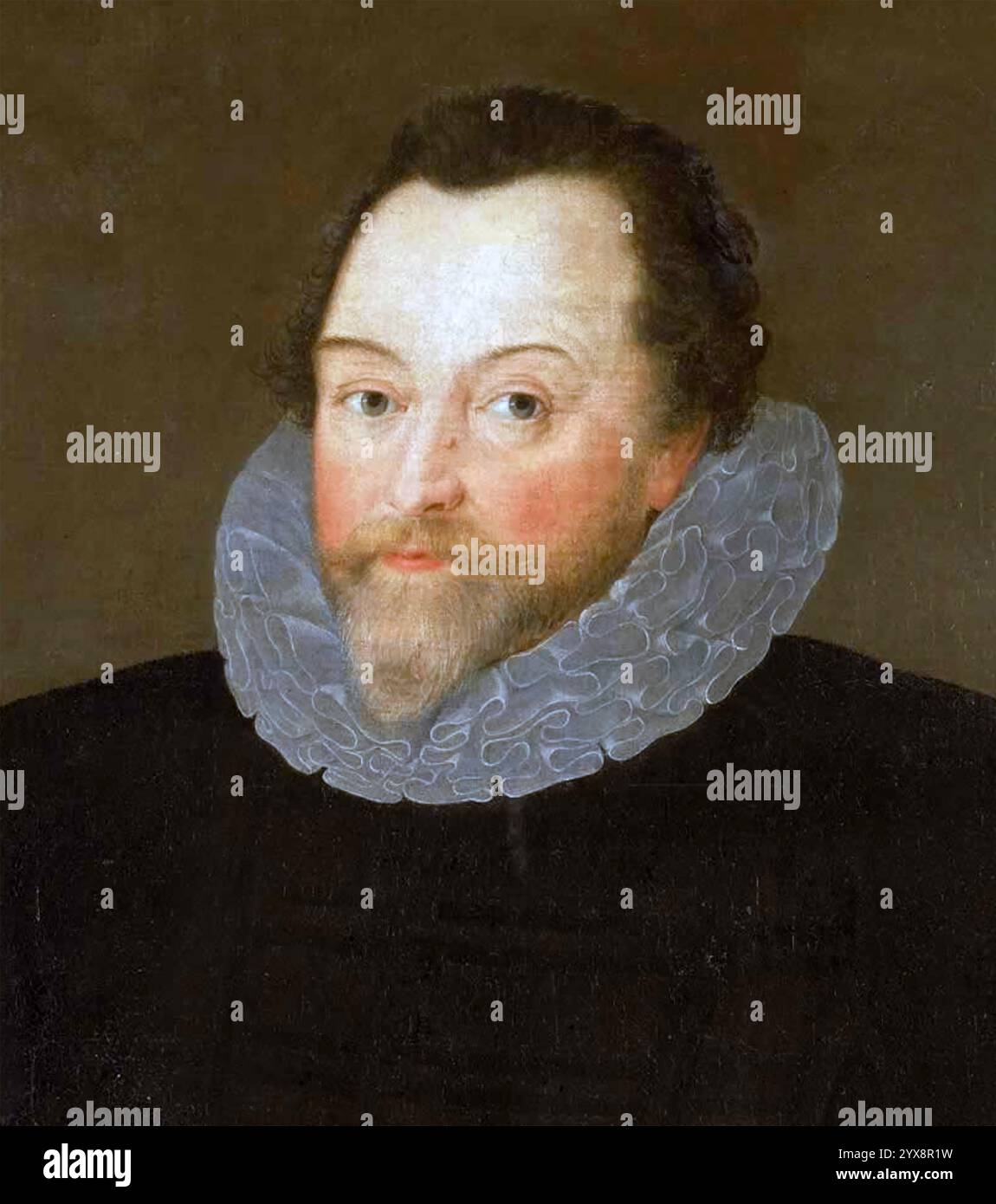 SIR FRANCIS DRAKE (1540-1596) marin anglais, explorateur et corsaire. Détail de la peinture de l'artiste flamand Marcus Gheeraerts, 1591. Banque D'Images